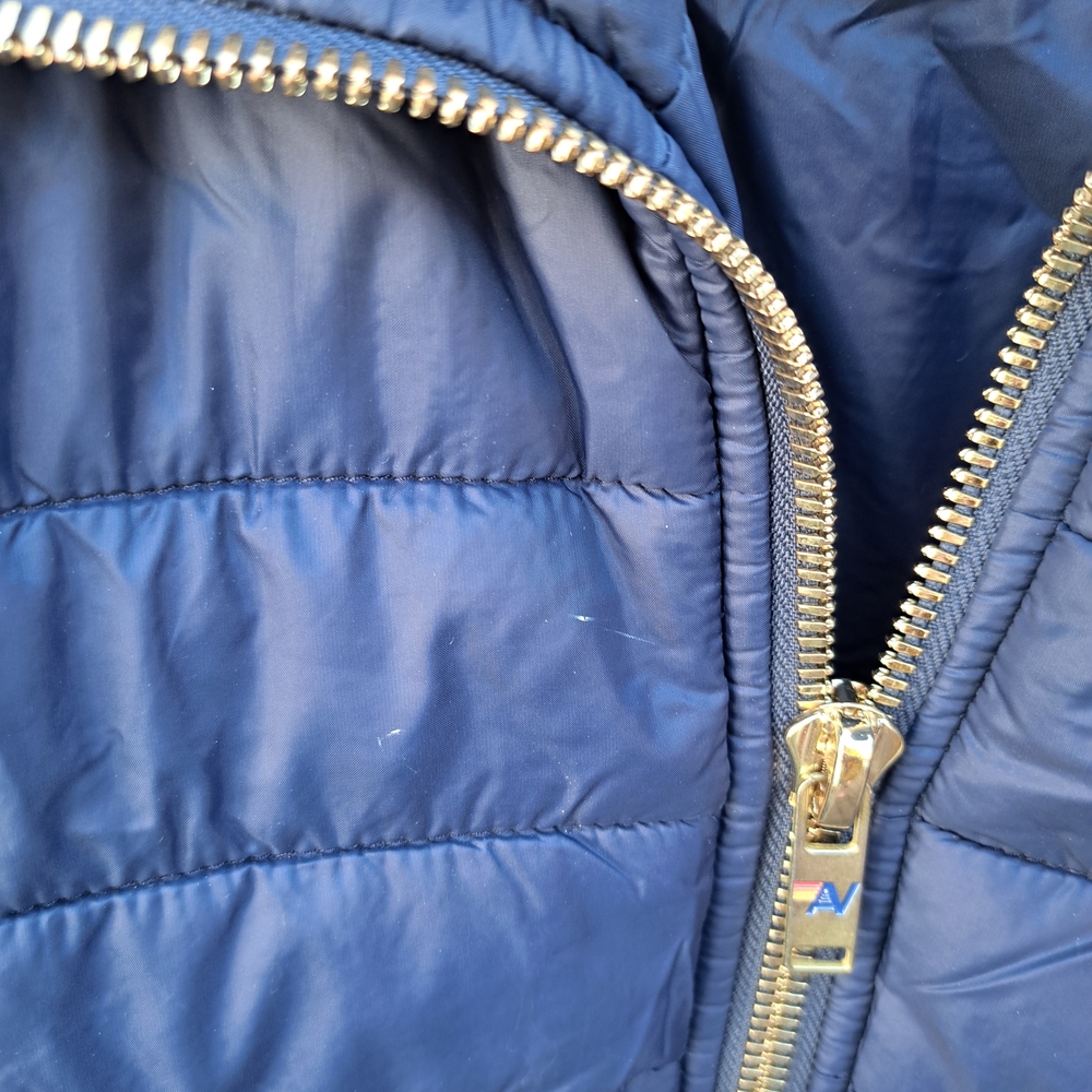Aviator Nation Navy Puffer Jacket with Rainbow Logo and Sherpa Collar - Picture 3 of 5
